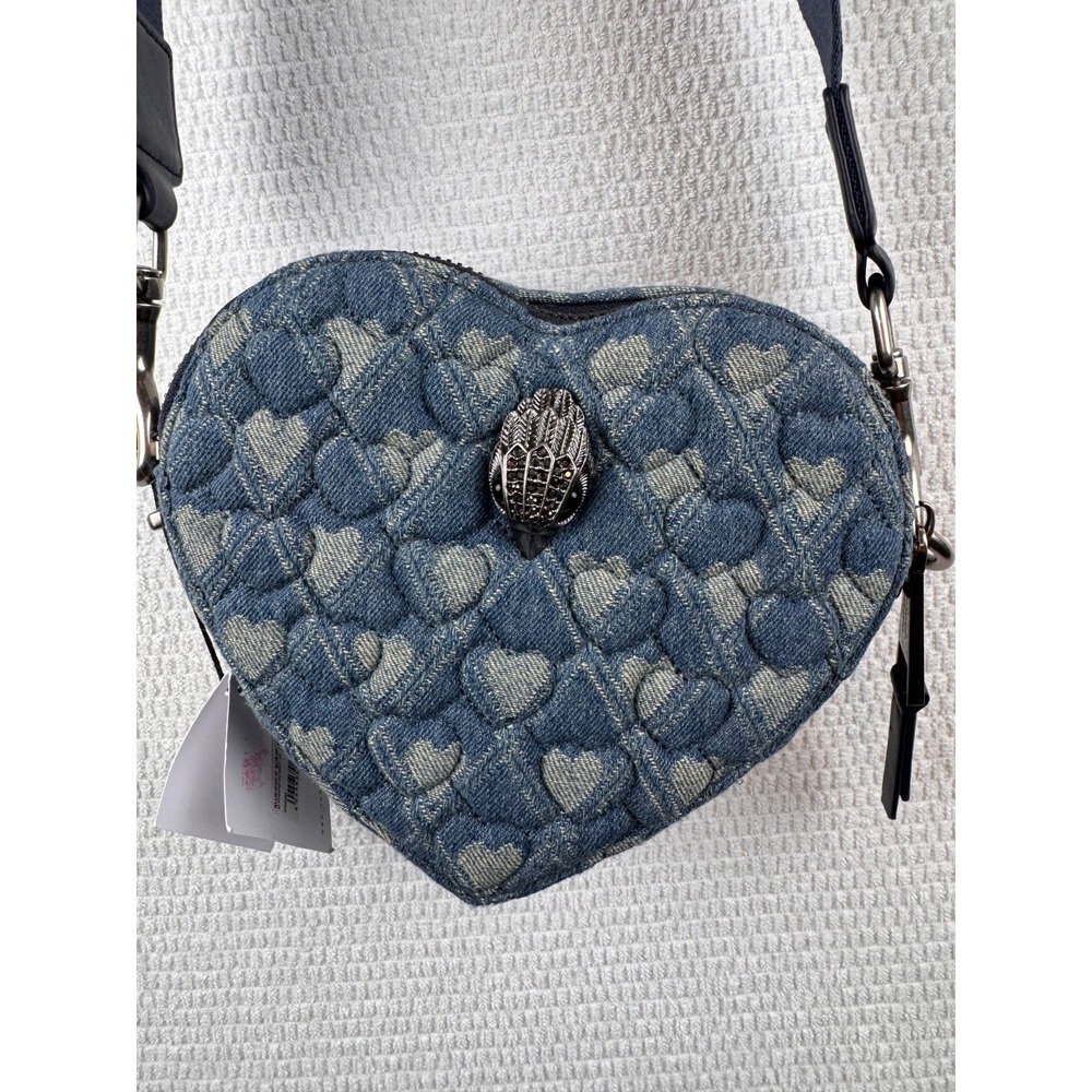Kurt Geiger London 2Z Kensington Heart Crossbody Denim Blue NWT Dust Bag